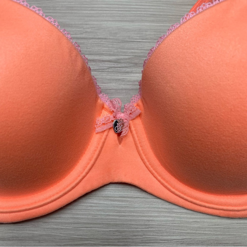 Victoria’s Secret lined Demi orange coral bra with baby pink lace size 34C - Picture 10 of 10